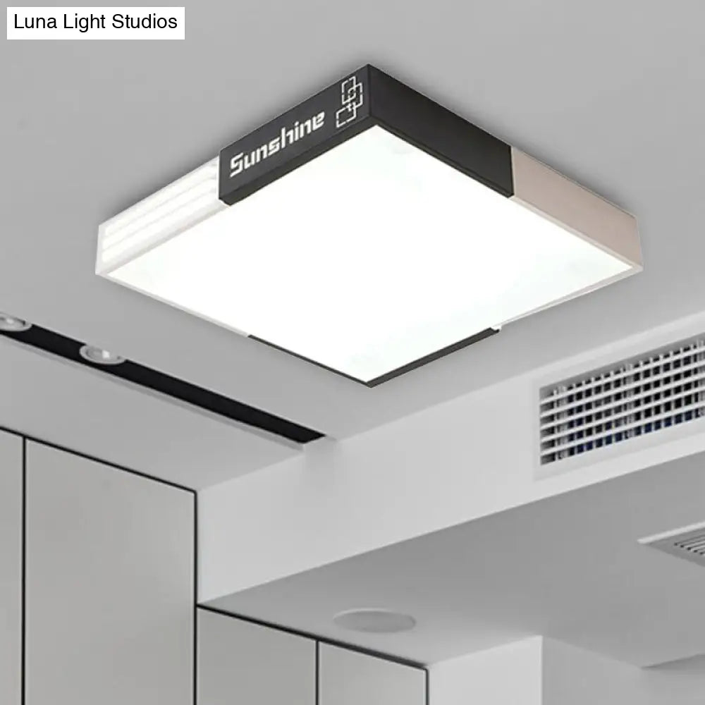 19.5/23.5 Modern Led Square Acrylic Ceiling Lighting In White For Living Room