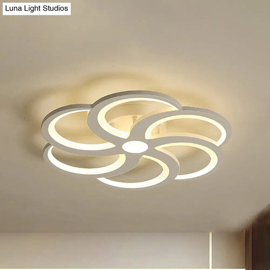 19.5/23.5 W Nordic Style Metal And Acrylic Led Flush Mount Light In White - Warm Glow For Living