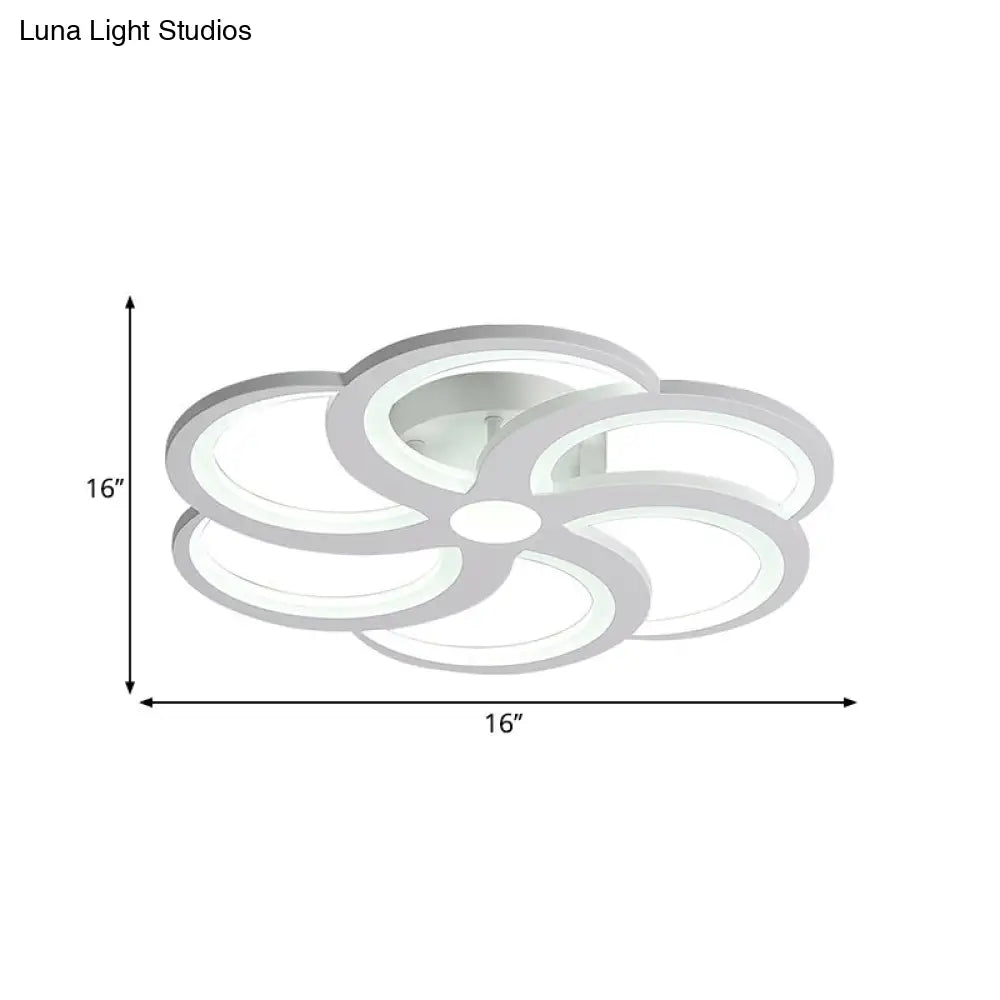 19.5/23.5 W Nordic Style Metal And Acrylic Led Flush Mount Light In White - Warm Glow For Living