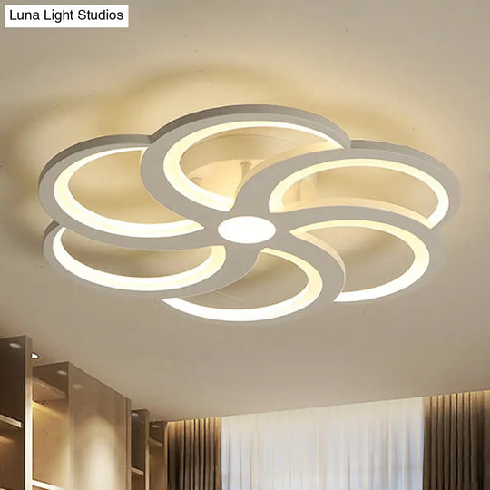 19.5/23.5 W Nordic Style Metal And Acrylic Led Flush Mount Light In White - Warm Glow For Living