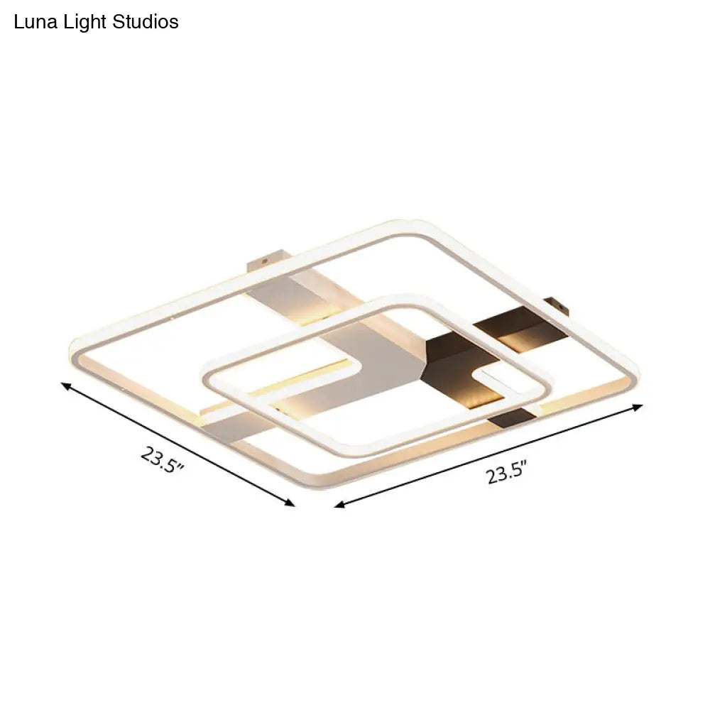 19.5’/23.5’ Wide Acrylic Square Flushmount Led Ceiling Lamp In White Light