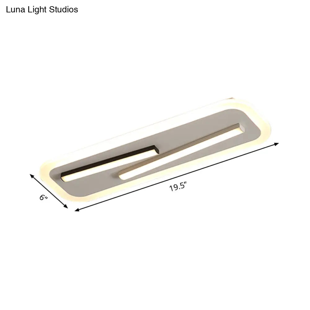 19.5’/23.5’ Wide Rectangle Ceiling Light Fixture: Acrylic Simple Style Black/White Led Flush