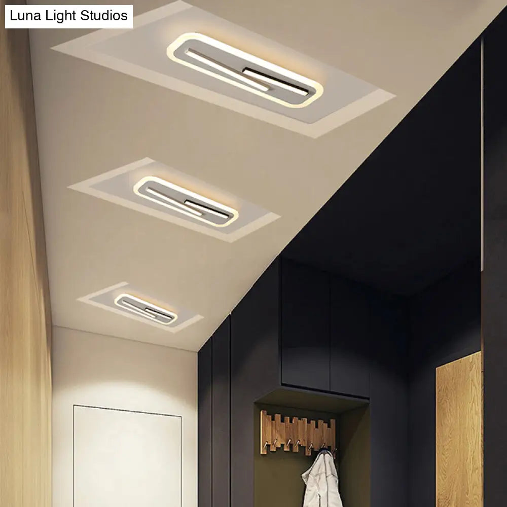 19.5’/23.5’ Wide Rectangle Ceiling Light Fixture: Acrylic Simple Style Black/White Led Flush