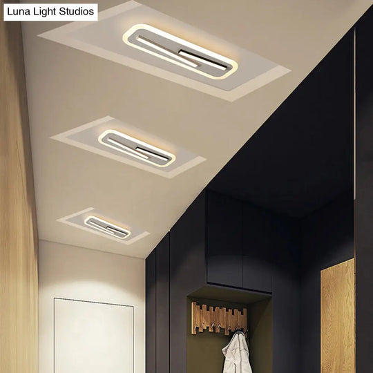 19.5/23.5 Wide Rectangle Ceiling Light Fixture: Acrylic Simple Style Black/White Led Flush Mount