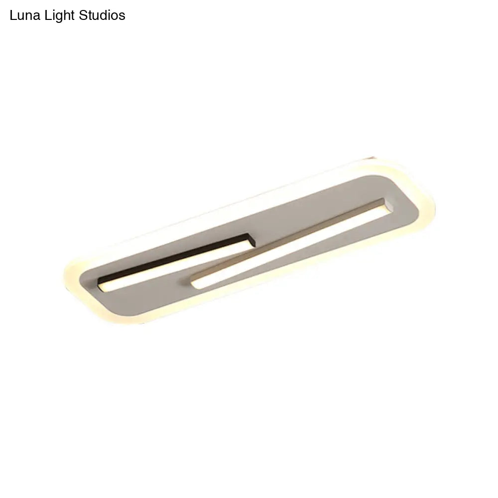 19.5/23.5 Wide Rectangle Ceiling Light Fixture: Acrylic Simple Style Black/White Led Flush Mount