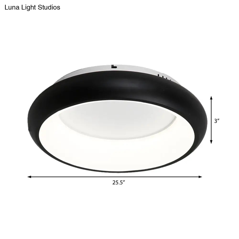 19.5/25.5 W Macaron Donut Flush Mount Led Lamp In Black/Green/Gold/White