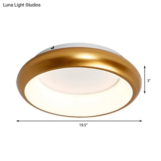 19.5/25.5 W Macaron Donut Flush Mount Led Lamp In Black/Green/Gold/White