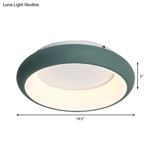 19.5/25.5 W Macaron Donut Flush Mount Led Lamp In Black/Green/Gold/White