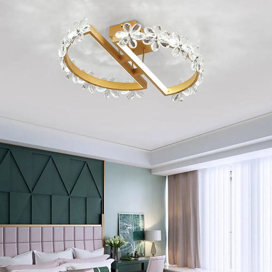 19.5’/29’ Petal Crystal Led Ceiling Mounted Fixture - Gold Flush Mount Lighting In Warm/White/3