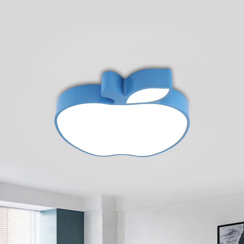 Colorful Kids Led Flush Mount Ceiling Lamp With Apple Design And Acrylic Shade Blue