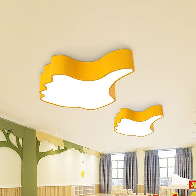 Thumbs Up  Cartoon LED Flush Mount Ceiling Light Fixture in Yellow for Kids Room