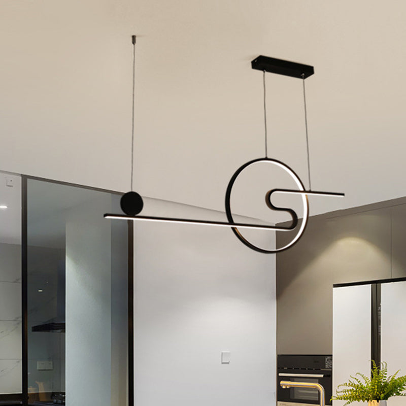 Minimal Acrylic Linear Led Island Light With Sun And Cloud Design - Warm/White Black/White/Gold