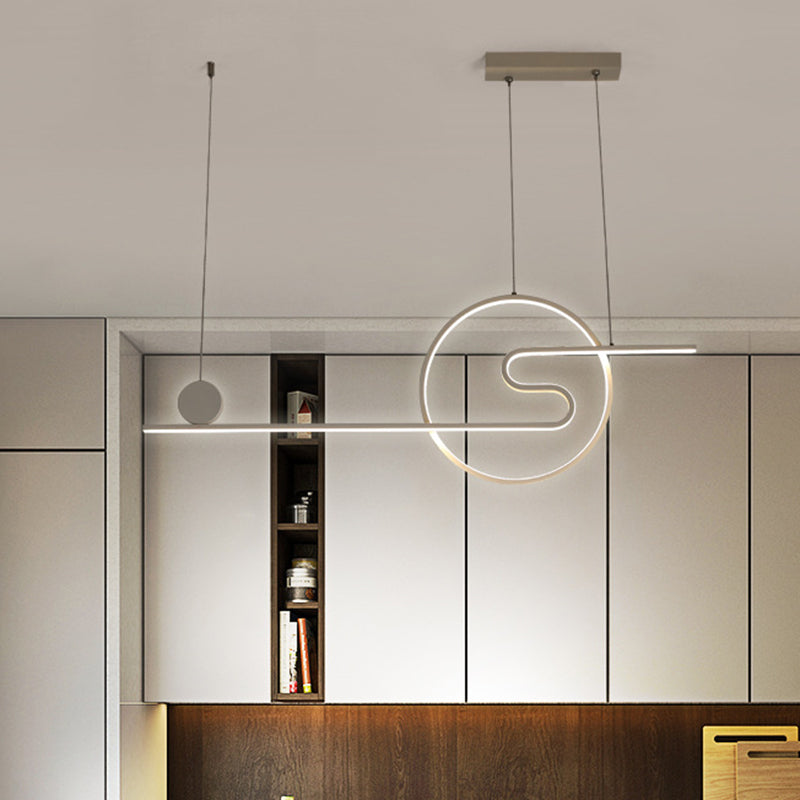 Minimal Acrylic Linear Led Island Light With Sun And Cloud Design - Warm/White Black/White/Gold