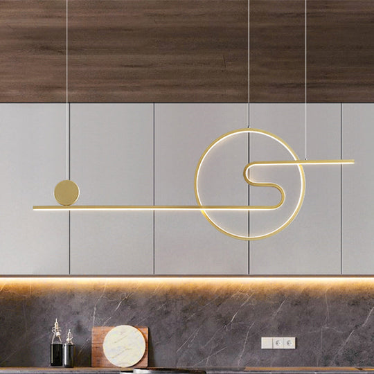 Minimal Acrylic Linear Led Island Light With Sun And Cloud Design - Warm/White Black/White/Gold Gold