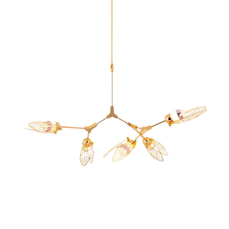 Butterfly Chandelier Pendant Light - Romantic Metallic Gold Finish For Dining Table