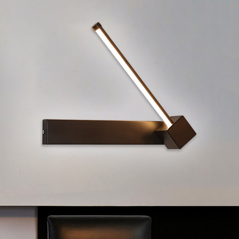 Modern Black Led Wall Light: Slim Rod Aluminum Sconce Lamp In Warm/White Light / Warm A