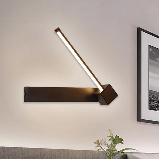 Modern Black Led Wall Light: Slim Rod Aluminum Sconce Lamp In Warm/White Light