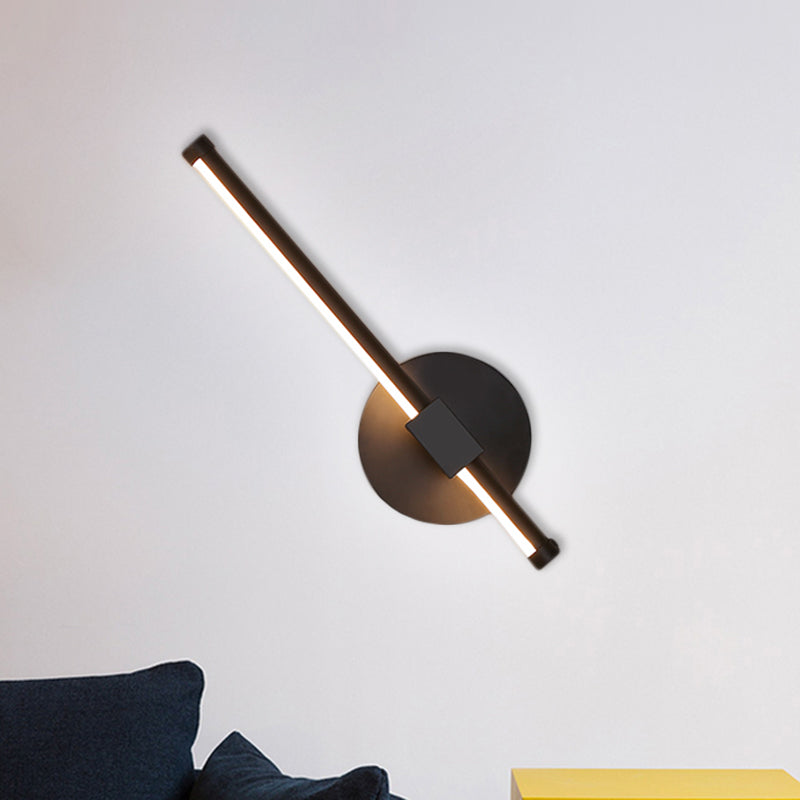 Modern Black Led Wall Light: Slim Rod Aluminum Sconce Lamp In Warm/White Light / Warm C