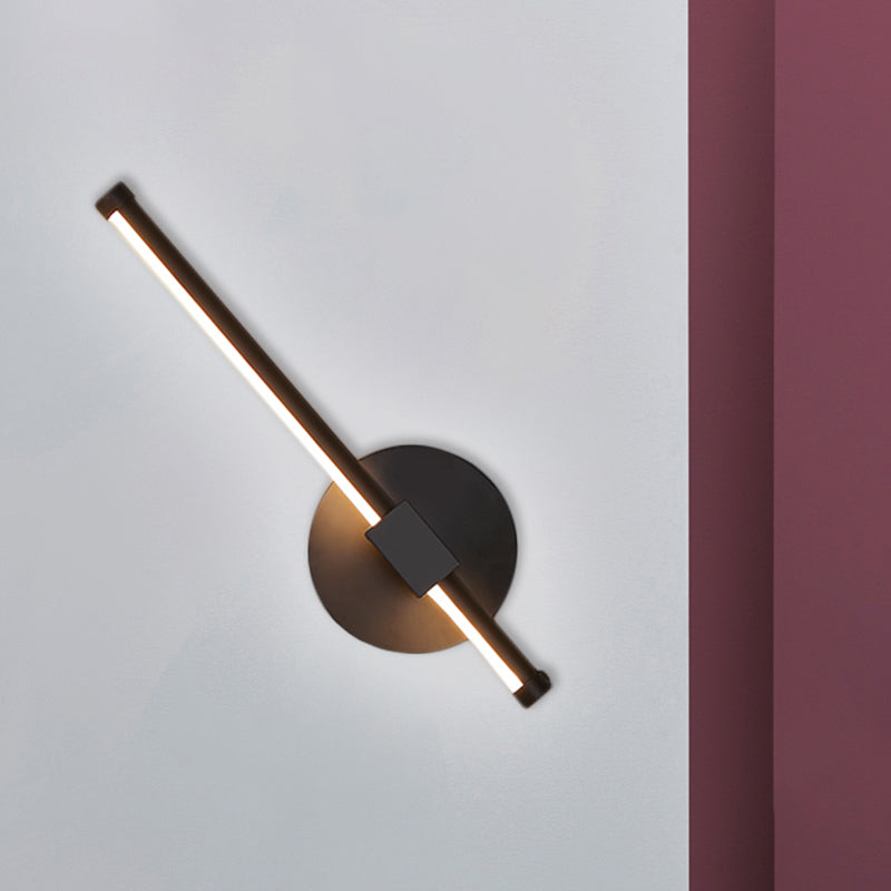 Modern Black Led Wall Light: Slim Rod Aluminum Sconce Lamp In Warm/White Light