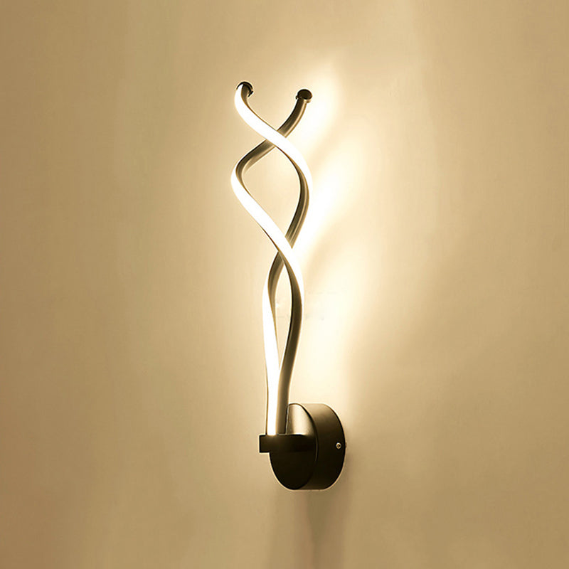 Minimalist Led Wall Lamp In Black/White Metal For Living Room