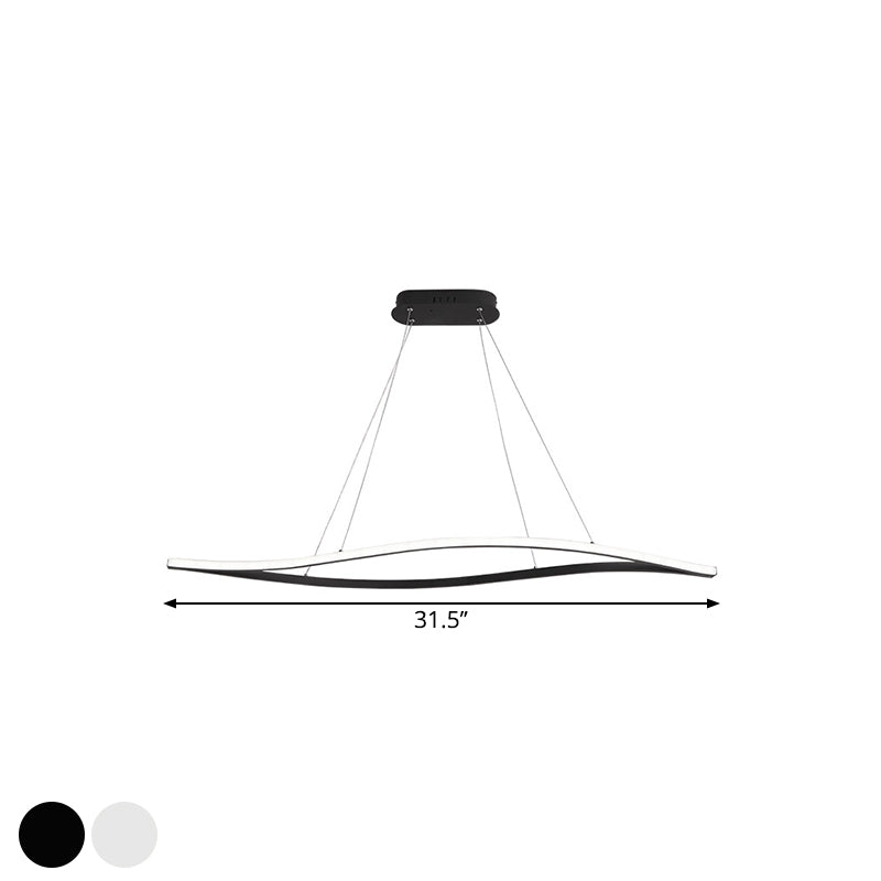 Aluminum Leaf Drop Pendant Led Island Lamp - Simplicity Black/White Warm/White Light 31.5/39 Wide
