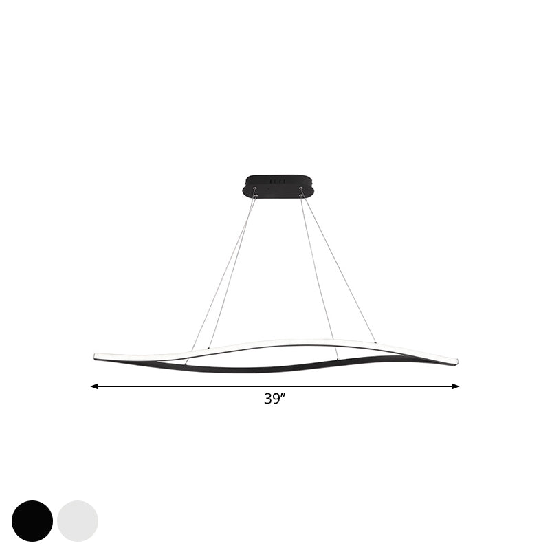 Aluminum Leaf Drop Pendant Led Island Lamp - Simplicity Black/White Warm/White Light 31.5/39 Wide