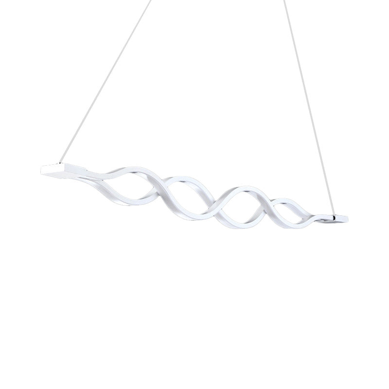 Minimal 2/4-Light Acrylic Led Island Light Fixture - White Waves Design In Warm/White