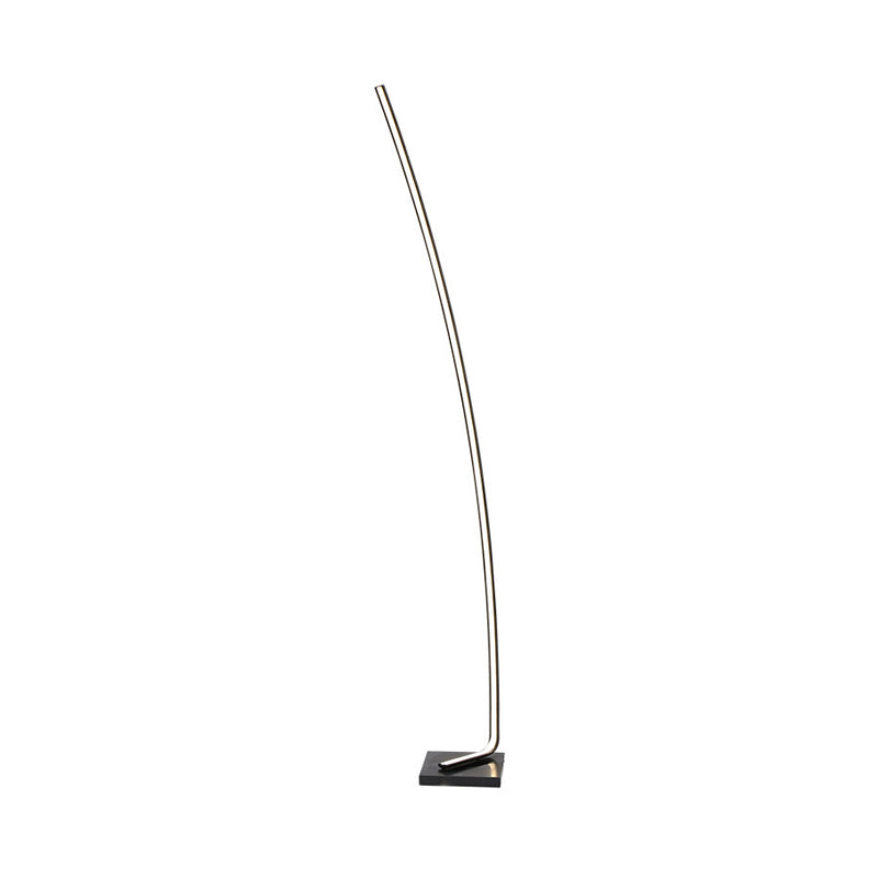 Minimalist Metal Curved Linear Led Floor Light With Foot Switch - Black/White/Gold Stand Up Lamp