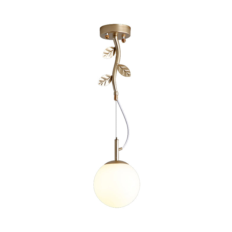 Contemporary Gold Plant-Shaped Pendant Light With Opal Glass And Frosted - Ideal For Hotels