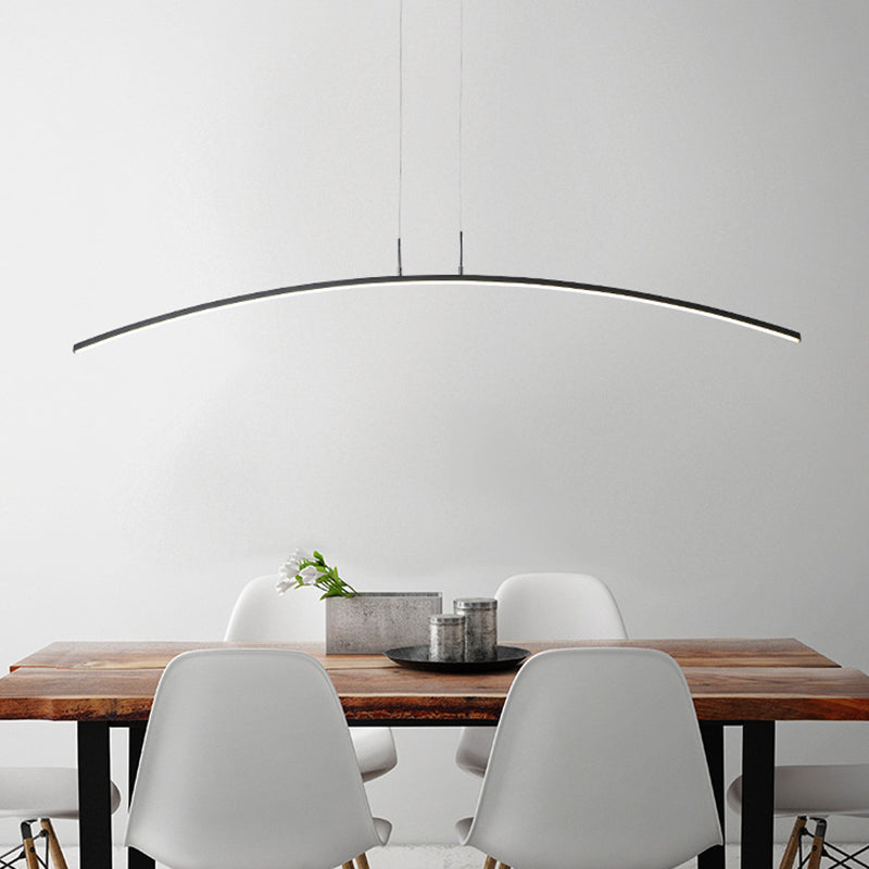 Sleek Black/White Arch Island Led Pendant Lamp For Elegant Dining Table Lighting Black / White