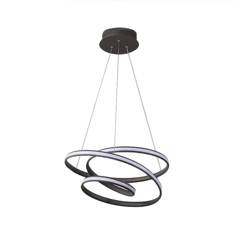 LED Pendant Chandelier: Sleek Acrylic Kitchen Ceiling Lamp in Black, with Adjustable Light Color