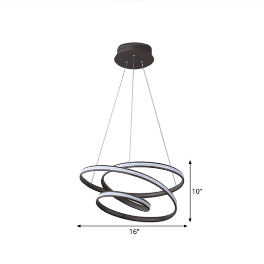 Led Pendant Chandelier - Minimalist Acrylic Kitchen Ceiling Lamp In Black With 3 Light Options
