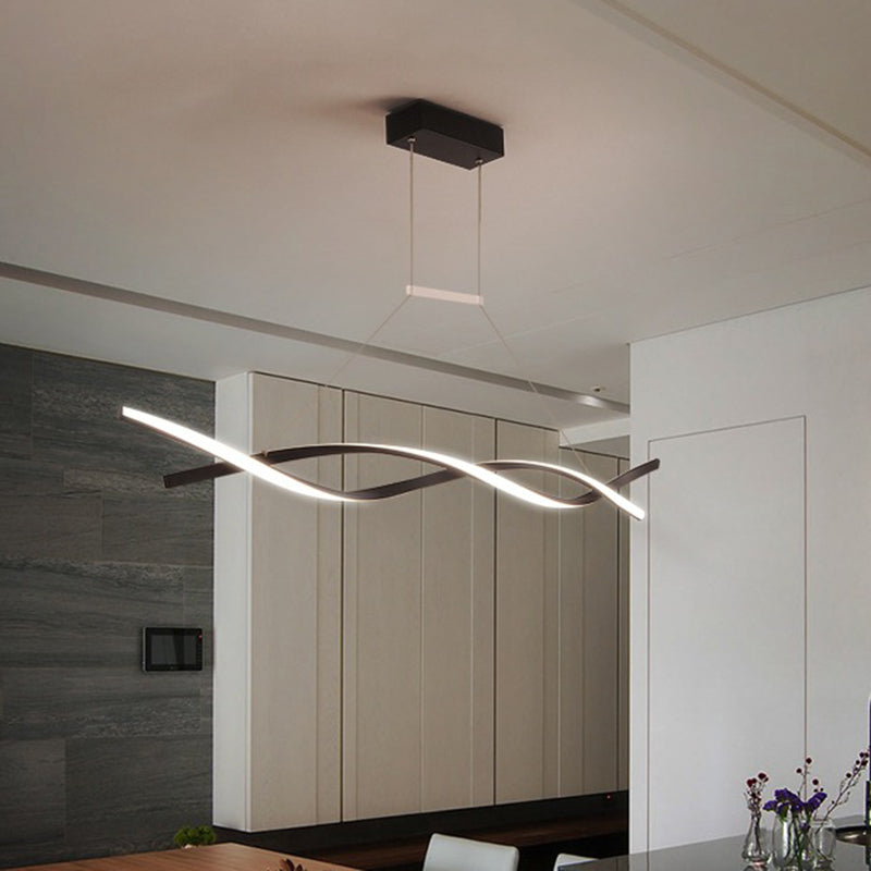 Minimalist Linear Led Pendant Light For Restaurants With Acrylic Shade - Black/Grey Warm/White