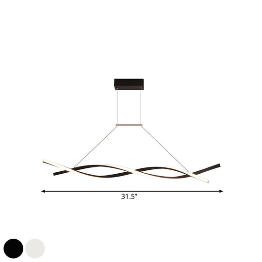 Minimalist Linear Led Pendant Light For Restaurants With Acrylic Shade - Black/Grey Warm/White