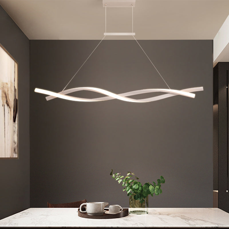 Minimalist Linear Led Pendant Light For Restaurants With Acrylic Shade - Black/Grey Warm/White Grey