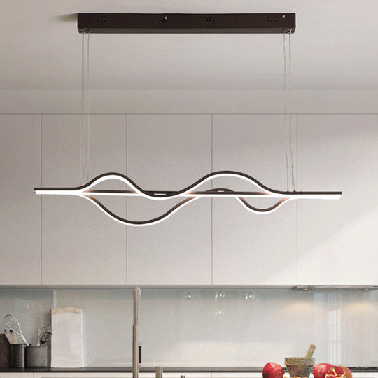 Wavy Linear Island Light Acrylic Led Pendant In Brown With Adjustable Color: Warm White Natural /