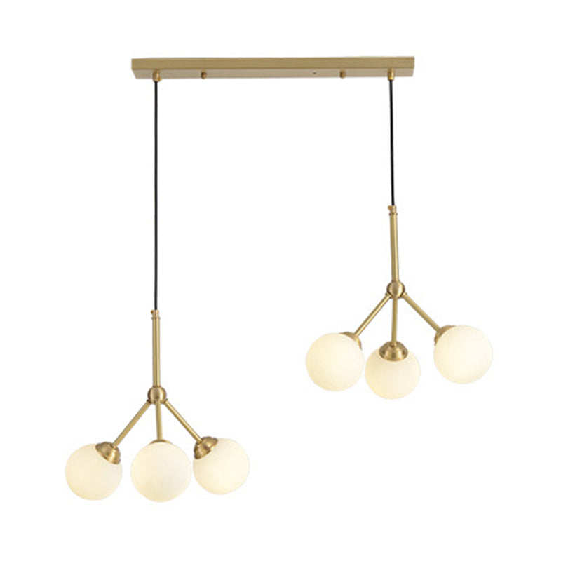 Gold Orb Shade Pendant Lamp: Modern Milk Glass Restaurant Light