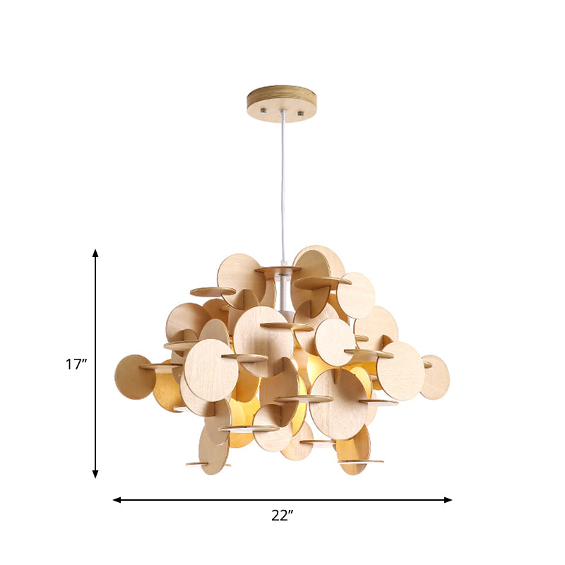 Nordic 1-Light Puzzle Wooden Hanging Lamp For Kids Bedroom - Multicolor/Natural