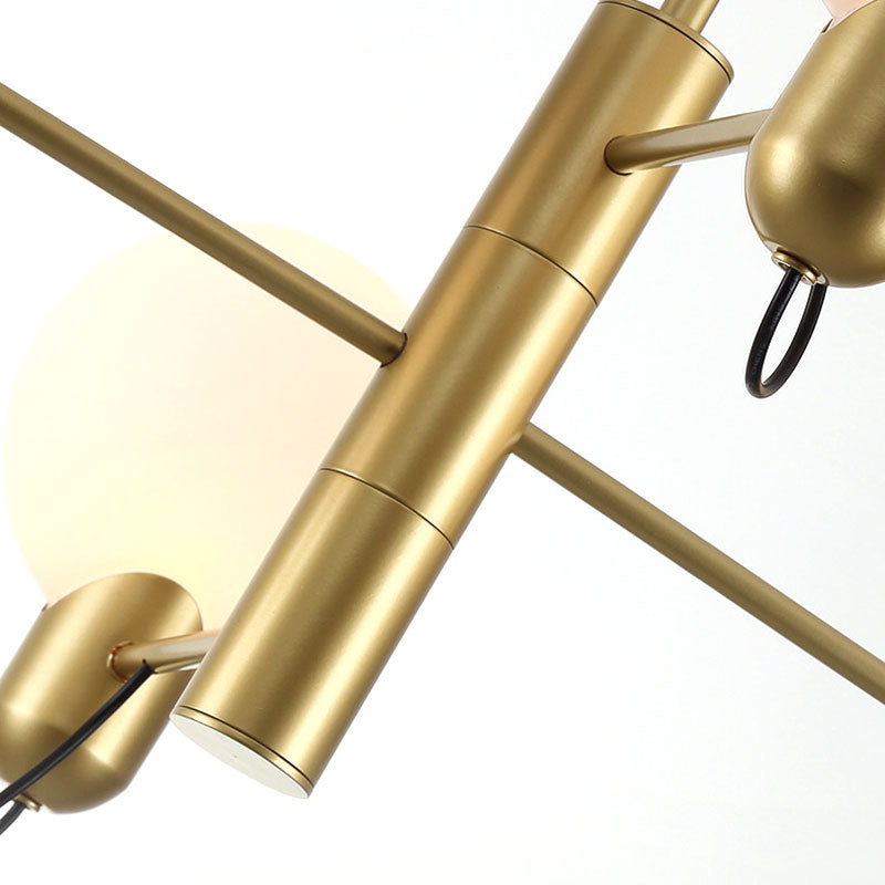 Modern Glass Shade Chandelier - Adjustable 4-Light Hanging Light Fixture in Black/Gold