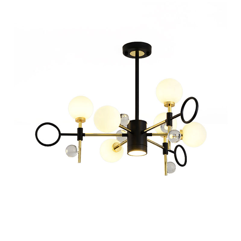 Modern Nordic Style 6/8-Light Black Chandelier with Globe Glass Shade