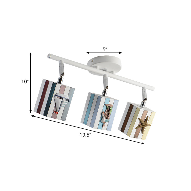 Nautical Flush Mount Ceiling Light With Rotatable Cuboid And 1/2/4 Heads 5W/10W Resin For Kids Room