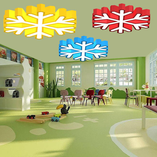 Colorful Led Flush Light Macaron Red/Yellow/Green Ceiling Mount Fixture For Nursery School With