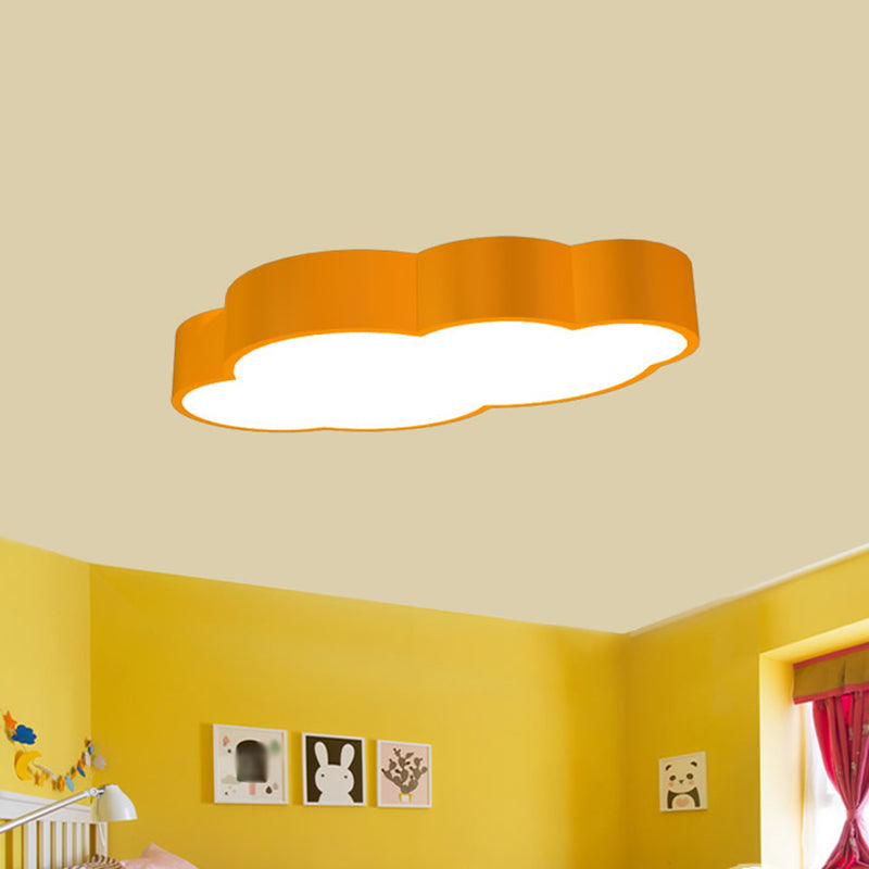 Cloud Shaped Nursery Ceiling Lamp Acrylic LED Cartoon Flush Mount Lighting Fixture in Red/Yellow/Blue