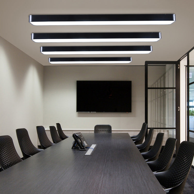Led Ceiling Lamp For Conference Rooms Simplicity Black Flush Light With Acrylic Shade (23.5/47/59