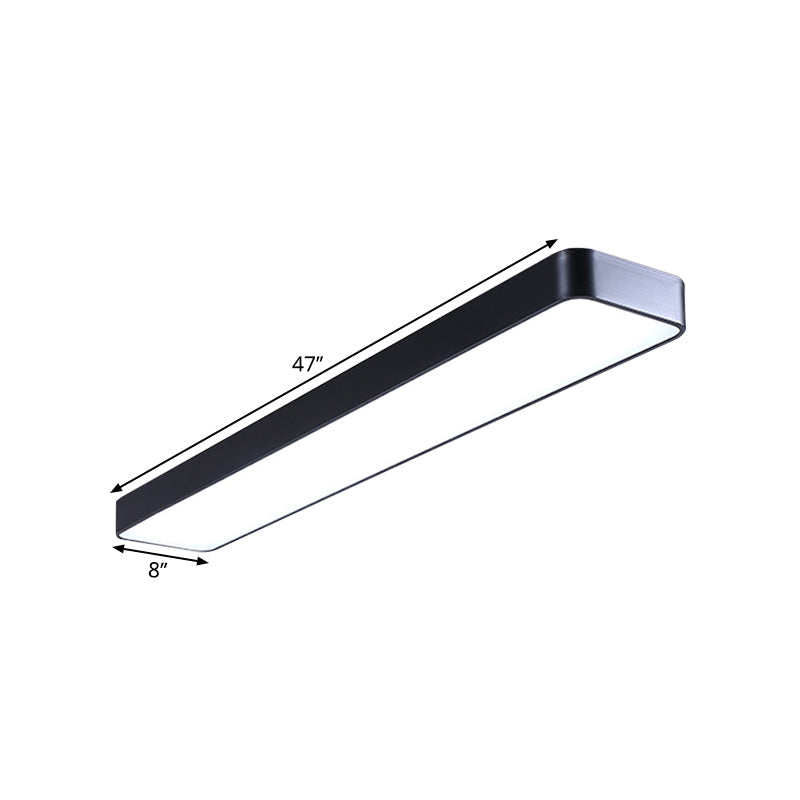 Led Ceiling Lamp For Conference Rooms Simplicity Black Flush Light With Acrylic Shade (23.5/47/59