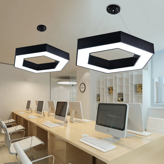 ModernAcrylic Hexagonal Hanging Pendant  in Black/White for Office