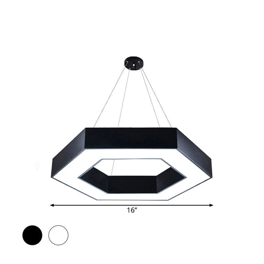 Modernacrylic Hexagonal Hanging Pendant In Black/White For Office Lighting