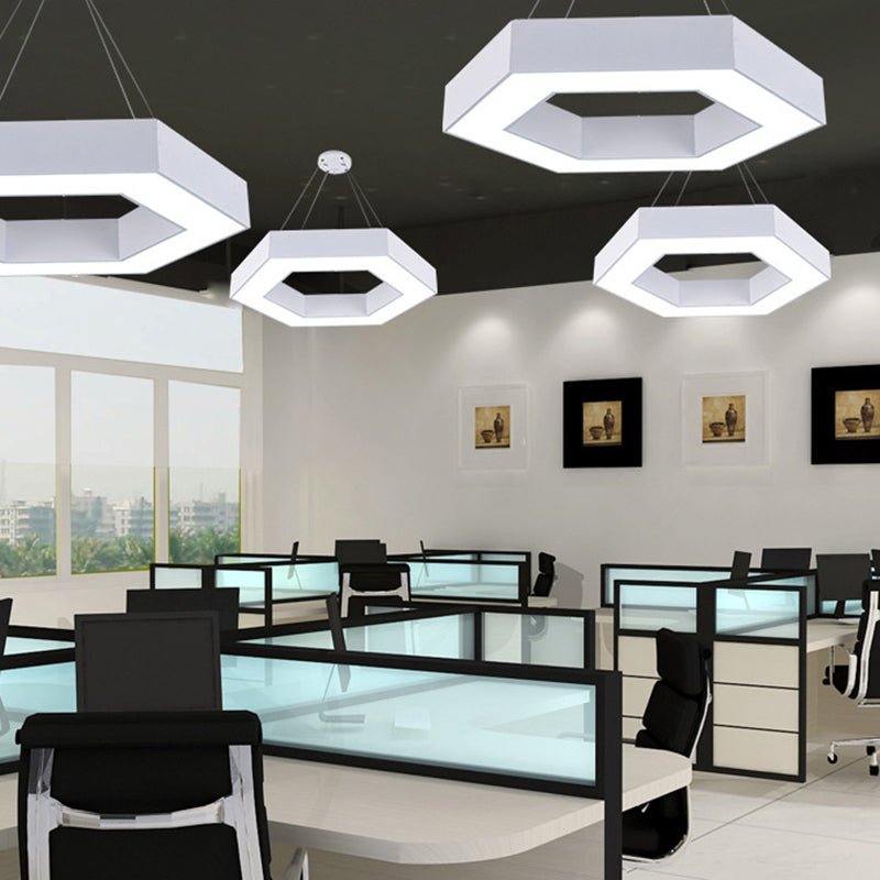 Modernacrylic Hexagonal Hanging Pendant In Black/White For Office White / 16 Lighting