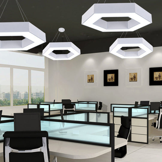 Modernacrylic Hexagonal Hanging Pendant In Black/White For Office White / 16 Lighting