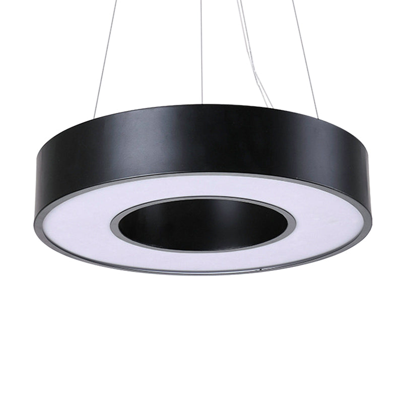 Simplicity Circular Hanging Lamp – Iron LED Office Lighting Fixture (23.5" W) - Black